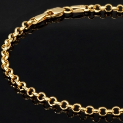 Edles Goldarmband im Rundpanzer-Design aus hochwertigem 585 14k Gold (Gelbgold), ca. 3mm breit, 19cm lang