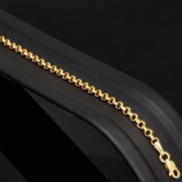 Edles Goldarmband im Rundpanzer-Design aus hochwertigem 585 14k Gold (Gelbgold), ca. 3mm breit, 19cm lang