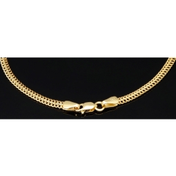 Filigranes Doppelpanzer-Armband / Goldarmband  aus funkelndem 585er 14k Gold, ca. 3mm breit, 19cm lang