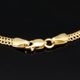 Filigranes Doppelpanzer-Armband / Goldarmband  aus funkelndem 585er 14k Gold, ca. 3mm breit, 19cm lang
