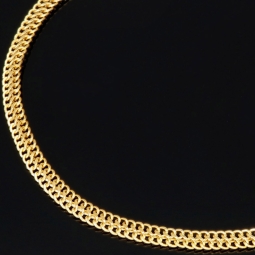 Filigranes Doppelpanzer-Armband / Goldarmband  aus funkelndem 585er 14k Gold, ca. 3mm breit, 19cm lang