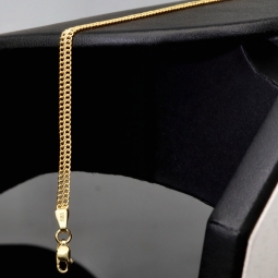 Filigranes Doppelpanzer-Armband / Goldarmband  aus funkelndem 585er 14k Gold, ca. 3mm breit, 19cm lang