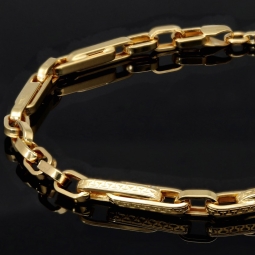 Edles Armband aus Gold mit feinem Greco-Design ca. 22cm lang und 4mm breit (585 / 14k)