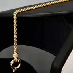Twist-Armband / Kordelarmband aus funkelndem Gold (585er 14k Gelbgold) mit zirkonia besetzten Rondell, ca. 2,5 mm breit, 19,5 cm lang