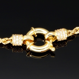 Twist-Armband / Kordelarmband aus funkelndem Gold (585er 14k Gelbgold) mit zirkonia besetzten Rondell, ca. 2,5 mm breit, 19,5 cm lang
