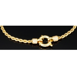 Twist-Armband / Kordelarmband aus funkelndem Gold (585er 14k Gelbgold) mit zirkonia besetzten Rondell, ca. 2,5 mm breit, 19,5 cm lang