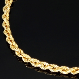 Twist-Armband / Kordelarmband aus funkelndem Gold (585er 14k Gelbgold) mit zirkonia besetzten Rondell, ca. 2,5 mm breit, 19,5 cm lang
