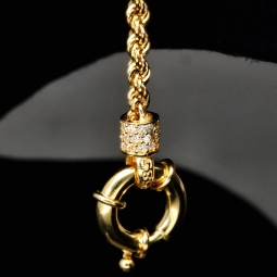 Twist-Armband / Kordelarmband aus funkelndem Gold (585er 14k Gelbgold) mit zirkonia besetzten Rondell, ca. 2,5 mm breit, 19,5 cm lang