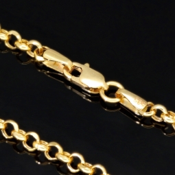 Funkelnde Rundankerkette in stilvollem Design aus glänzendem 585 / 14K Gold (Gelbgold) ca. 55cm, 3mm