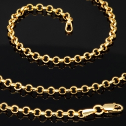 Funkelnde Rundankerkette in stilvollem Design aus glänzendem 585 / 14K Gold (Gelbgold) ca. 55cm, 3mm