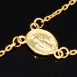 Edle Rosenkranz Y-Kette mit kleinem Amulett und Kreuzanhänger in hochwertigem 14K / 585 Gelbgold