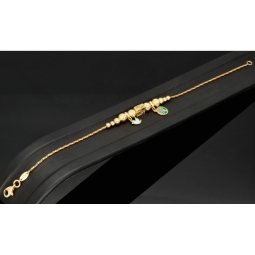 Außergewöhnliches Goldarmband mit detailreichen, eingearbeiteten Elementen und Goldperlen (585er 14k), ca. 19cm lang