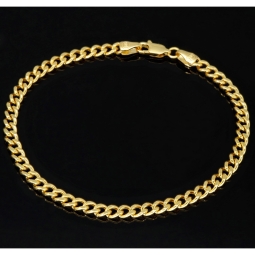 Hochwertig verarbeitetes Panzerarmband aus hochglanzpoliertem 585 14k Gold in 4 mm Stärke, ca. 19,5 cm Länge