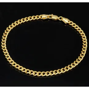 Hochwertig verarbeitetes Panzerarmband aus hochglanzpoliertem 585 14k Gold in 4,5 mm Stärke, ca. 19 cm Länge