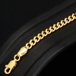 Hochwertig verarbeitetes Panzerarmband aus hochglanzpoliertem 585 14k Gold in 4 mm Stärke, ca. 19,5 cm Länge