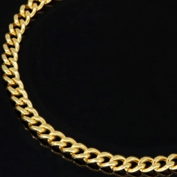 Hochwertig verarbeitetes Panzerarmband aus hochglanzpoliertem 585 14k Gold in 4 mm Stärke, ca. 19,5 cm Länge