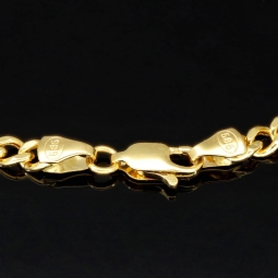 Hochwertig verarbeitetes Panzerarmband aus hochglanzpoliertem 585 14k Gold in 4 mm Stärke, ca. 19,5 cm Länge