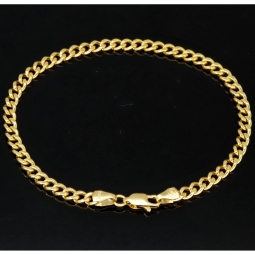 Hochwertig verarbeitetes Panzerarmband aus hochglanzpoliertem 585 14k Gold in 4 mm Stärke, ca. 19,5 cm Länge