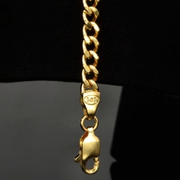 Hochwertig verarbeitetes Panzerarmband aus hochglanzpoliertem 585 14k Gold in 4 mm Stärke, ca. 19,5 cm Länge