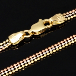Außergewöhnliche Layer-Goldkette / Collier in außergewöhnlichem Tricolor Design aus 14K 585 Gold (Gelbgold, Weißgold, Roségold) - ca. 45cm