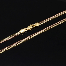 Außergewöhnliche Layer-Goldkette / Collier in außergewöhnlichem Tricolor Design aus 14K 585 Gold (Gelbgold, Weißgold, Roségold) - ca. 45cm