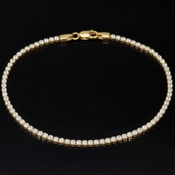 Fein gearbeitetes Tennisarmband mit weißen, funkelnden Zirkonia in 585 14K Gold in (ca. 18cm Länge)