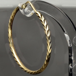 Edle Creolen / Ohrringe mit diagonal, gestepptem Muster aus hochwertigem Gold (585er 14K Gelbgold)