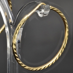 Edle Creolen / Ohrringe mit diagonal, gestepptem Muster aus hochwertigem Gold (585er 14K Gelbgold)