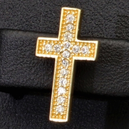 Exquisite Kreuz-Ohrstecker aus 585er (14K) Gold mit funkelnden Zirkonia