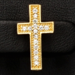 Exquisite Kreuz-Ohrstecker aus 585er (14K) Gold mit funkelnden Zirkonia
