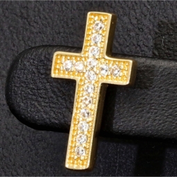 Exquisite Kreuz-Ohrstecker aus 585er (14K) Gold mit funkelnden Zirkonia