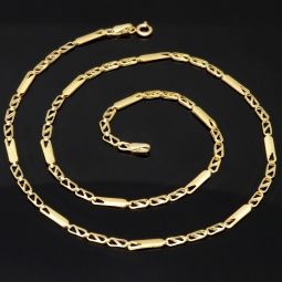 Kurze Goldkette im Figaro-Design aus funkelndem 585 / 14k Gold in ca. 45cm, 2,5mm