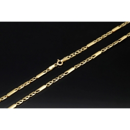 Kurze Goldkette im Figaro-Design aus funkelndem 585 / 14k Gold in ca. 45cm, 2,5mm