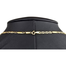 Kurze Goldkette im Figaro-Design aus funkelndem 585 / 14k Gold in ca. 45cm, 2,5mm