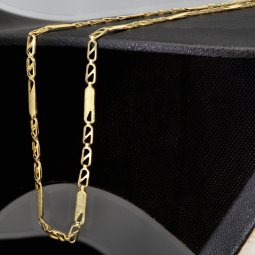 Kurze Goldkette im Figaro-Design aus funkelndem 585 / 14k Gold in ca. 45cm, 2,5mm