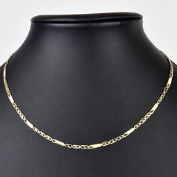 Kurze Goldkette im Figaro-Design aus funkelndem 585 / 14k Gold in ca. 45cm, 2,5mm