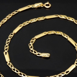 Kurze Goldkette im Figaro-Design aus funkelndem 585 / 14k Gold in ca. 45cm, 2,5mm