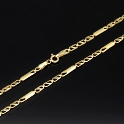 Kurze Goldkette im Figaro-Design aus funkelndem 585 / 14k Gold in ca. 45cm, 2,5mm