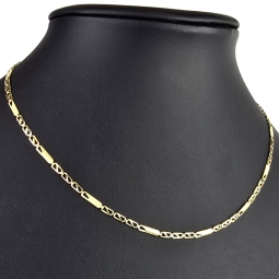 Kurze Goldkette im Figaro-Design aus funkelndem 585 / 14k Gold in ca. 45cm, 2,5mm
