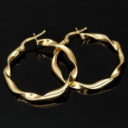 Polierte Twist-Creolen in zeitlosem Spiral-Design aus hochwertigem Gold (585er 14K Gelbgold)