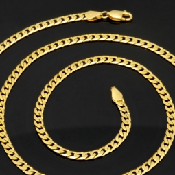 Exquisite, massive Panzerkette aus funkelndem Gelbgold (14K, 585 Gold ca. 14,8g) ca. 60cm, 3mm