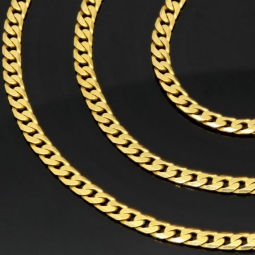 Exquisite, massive Panzerkette aus funkelndem Gelbgold (14K, 585 Gold ca. 14,8g) ca. 60cm, 3mm