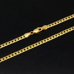 Exquisite, massive Panzerkette aus funkelndem Gelbgold (14K, 585 Gold ca. 14,8g) ca. 60cm, 3mm