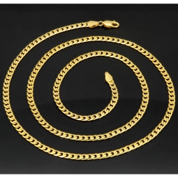 Exquisite, massive Panzerkette aus funkelndem Gelbgold (14K, 585 Gold ca. 14,8g) ca. 60cm, 3mm