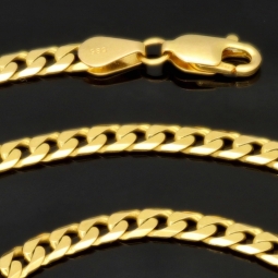 Exquisite, massive Panzerkette aus funkelndem Gelbgold (14K, 585 Gold ca. 14,8g) ca. 60cm, 3mm