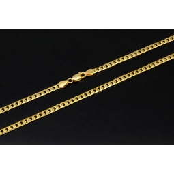 Exquisite, massive Panzerkette aus funkelndem Gelbgold (14K, 585 Gold ca. 14,8g) ca. 60cm, 3mm