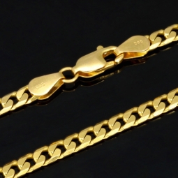 Exquisite, massive Panzerkette aus funkelndem Gelbgold (14K, 585 Gold ca. 14,8g) ca. 60cm, 3mm