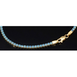 Funkelndes Tennisarmband mit leuchtend, blauen Zirkoniasteinen aus 585 14K Gold in (ca. 18 cm Länge)
