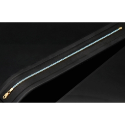 Funkelndes Tennisarmband mit leuchtend, blauen Zirkoniasteinen aus 585 14K Gold in (ca. 18 cm Länge)