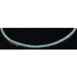 Funkelndes Tennisarmband mit leuchtend, blauen Zirkoniasteinen aus 585 14K Gold in (ca. 18 cm Länge)